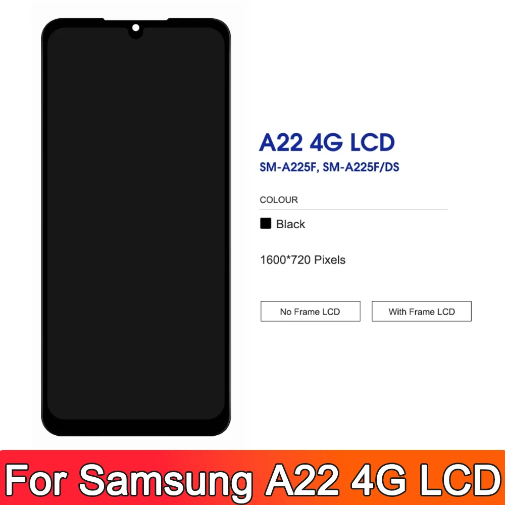 Tested Quality For Samsung A22 4G A225 A225F SM-A225F SM-A225F/DS LCD Display Touch Screen Digitizer Assembly Replacement