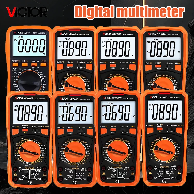 Digital Multimeter 19999 Count Transistor Tester AC/DC Voltage Current ESR High Precision Meter Resistance Capacitance Smart DMM