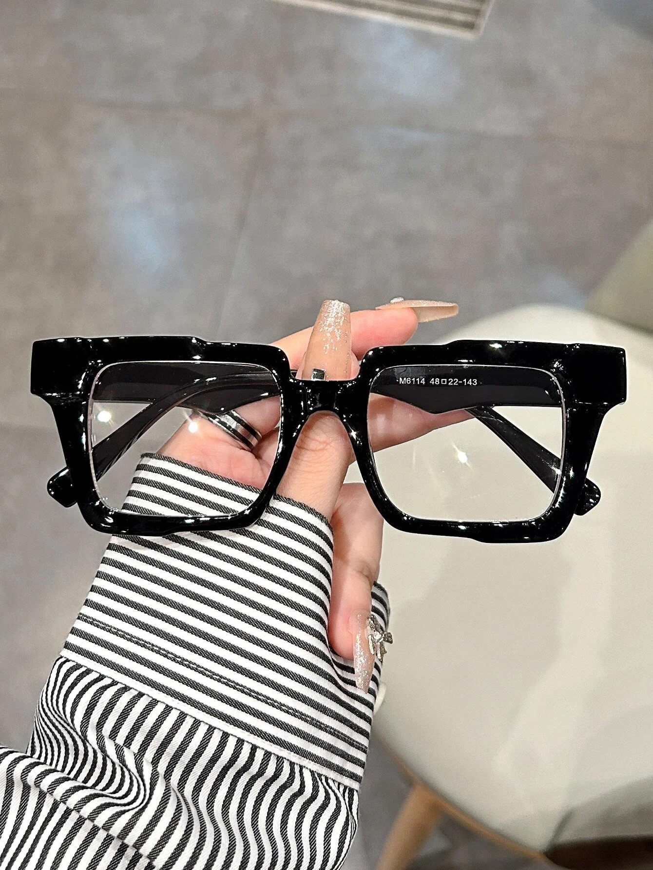 1pc Black Square Glasses Women's Decorative Plastic Frame  Style Eyeglasses Clear Glasses Accessories