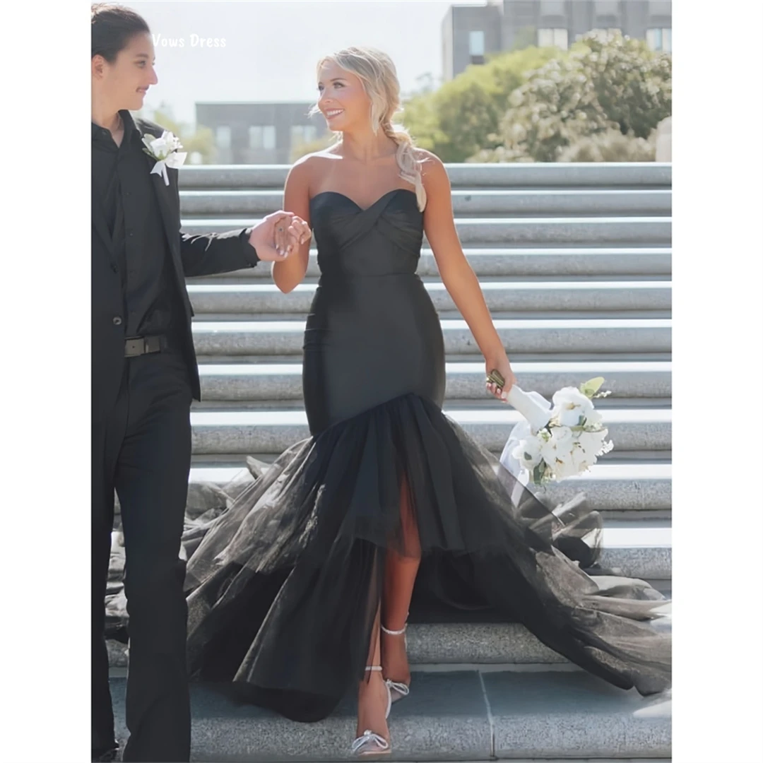 

Vows Evening Dress Custom Made Ball Gown Dress Fish Tail Black Evening Dresses Prom Dresses 2025 Yarn Elegant Gowns Robe Soiree