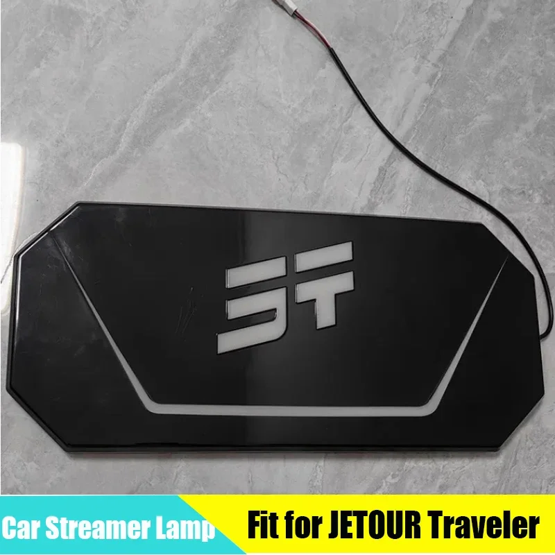 Car Spare Tire Cover Streamer Lamp Suitable for JETOUR Traveler T2 2023+ Modified Car Tailgate Letter Decorative Lamp Parts