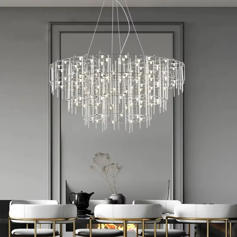 Silver Modern Novelty Chandelier Lighting Dining Living Room LED Hanging Lamp Round Luxury Bedroom Lobby Deco Designer Fixtures