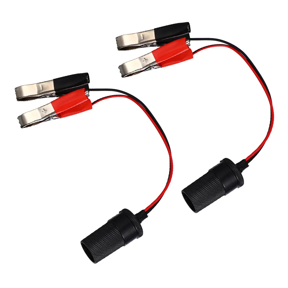 

2Pcs Car Battery Clip Extension Cable Power Converter Large Alligator Clips Jumper Cable Clamp Automotive Voltage Display Car
