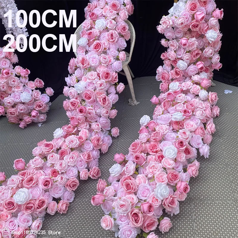 Künstliche rote Rosen Hochzeitsdekoration Tischdekorationen Lange Blumenreihe Sofa-Läufer Blumenarrangement Geburtstagsfeier Event-Requisiten – Detail 1