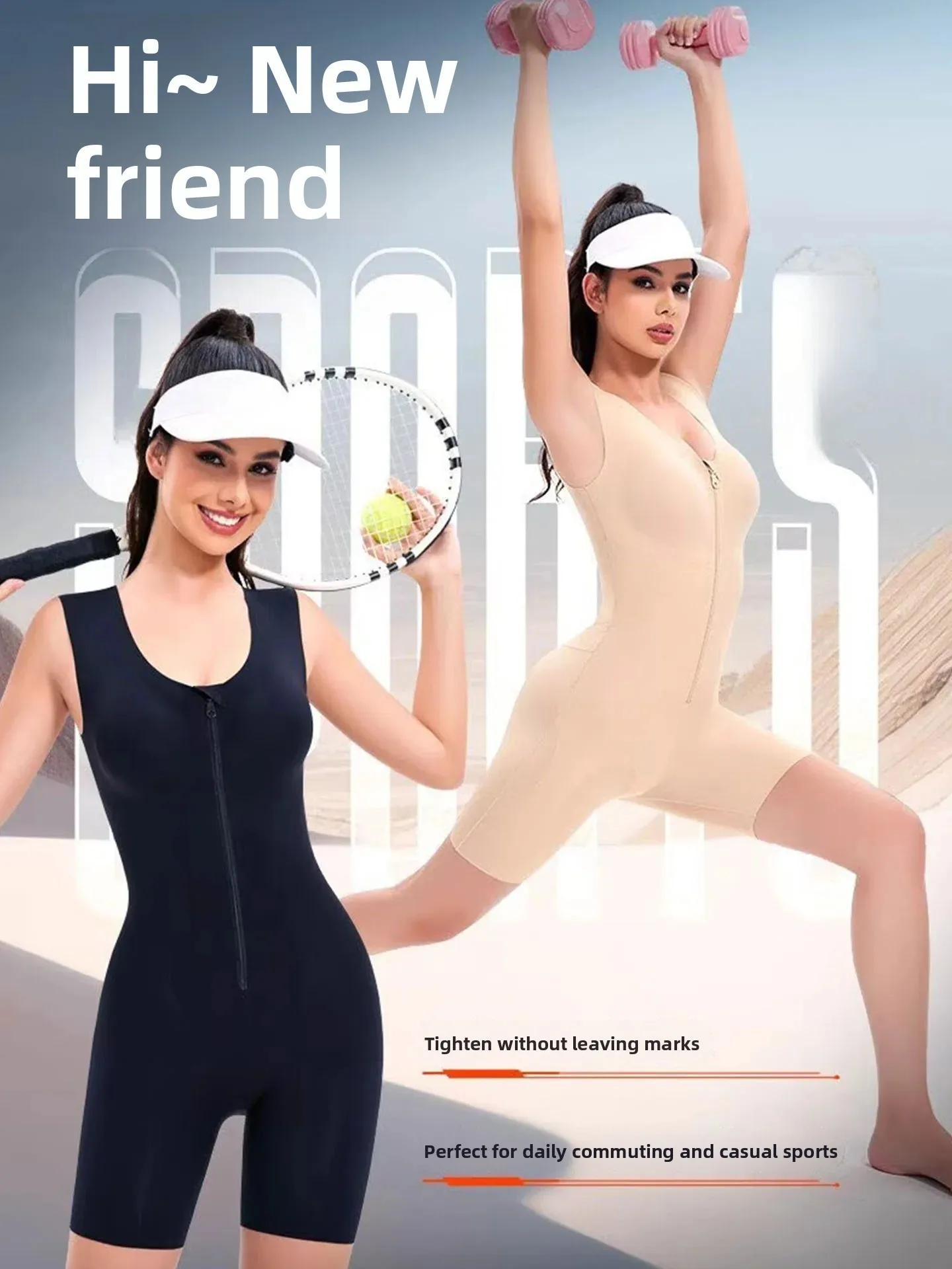 Wireless Shapewear Bodysuit Postpartum Tummy Control Hip Lifting Tightening Full Coverage  Underwear V Neck Sleeveless