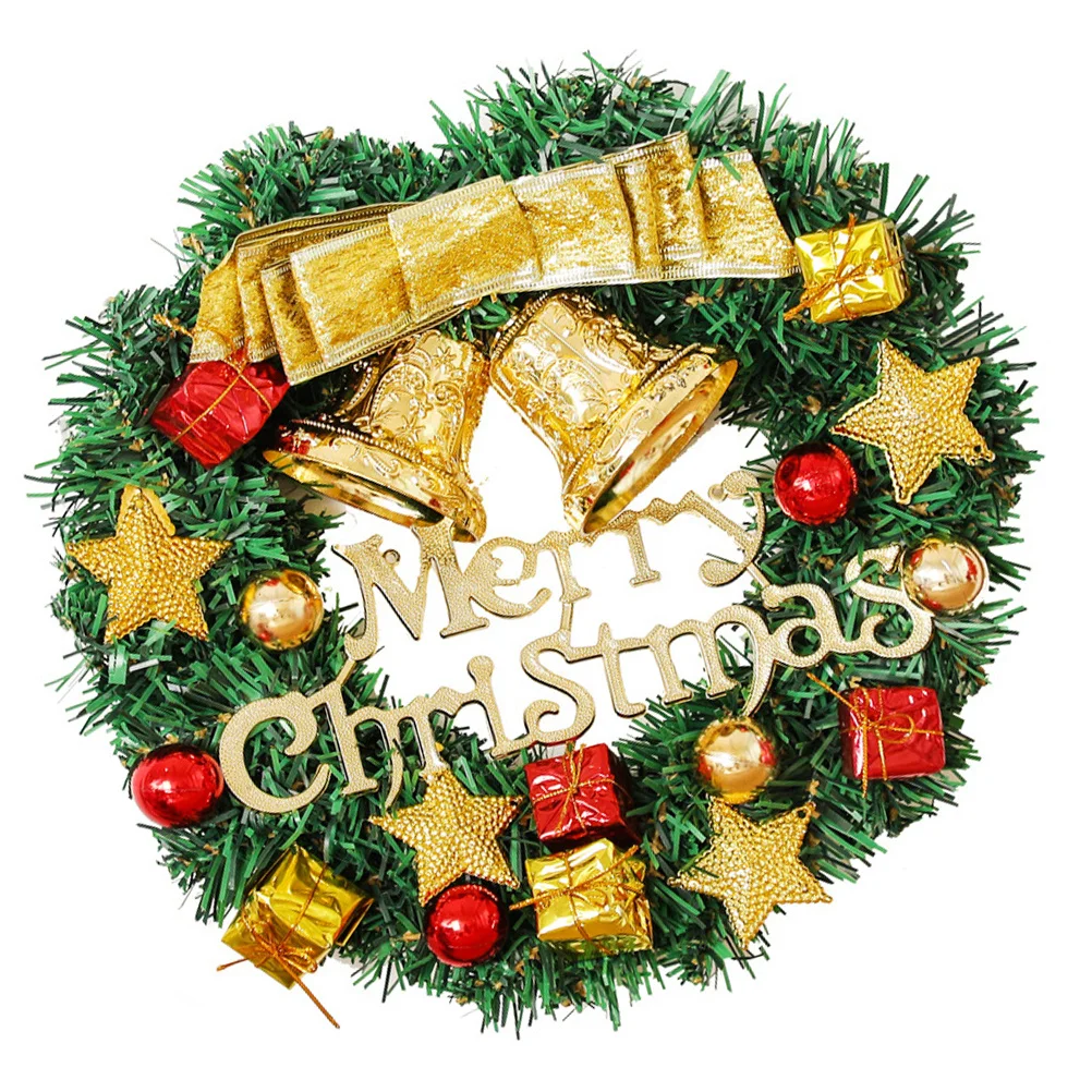 

1Pcs Merry Christmas Wreath Xmas Artificial Plastic Garland Door Window Wall Decoration Holiday Party Ornament