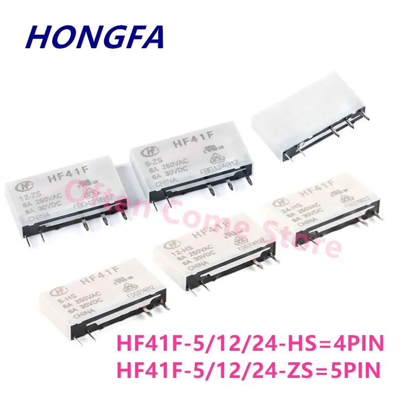 

5Pcs HF41F-5-ZS HF41F-12-ZS HF41F-24-ZS HF41F 5V 12V 24V-HS ZST Industrial Relay Subminiature Power Relay 41F-1Z-C2-1 relay base