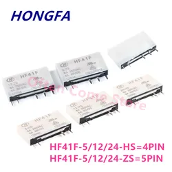 5Pcs HF41F-5-ZS HF41F-12-ZS HF41F-24-ZS HF41F 5V 12V 24V-HS ZST Industrial Relay Subminiature Power Relay 41F-1Z-C2-1 relay base