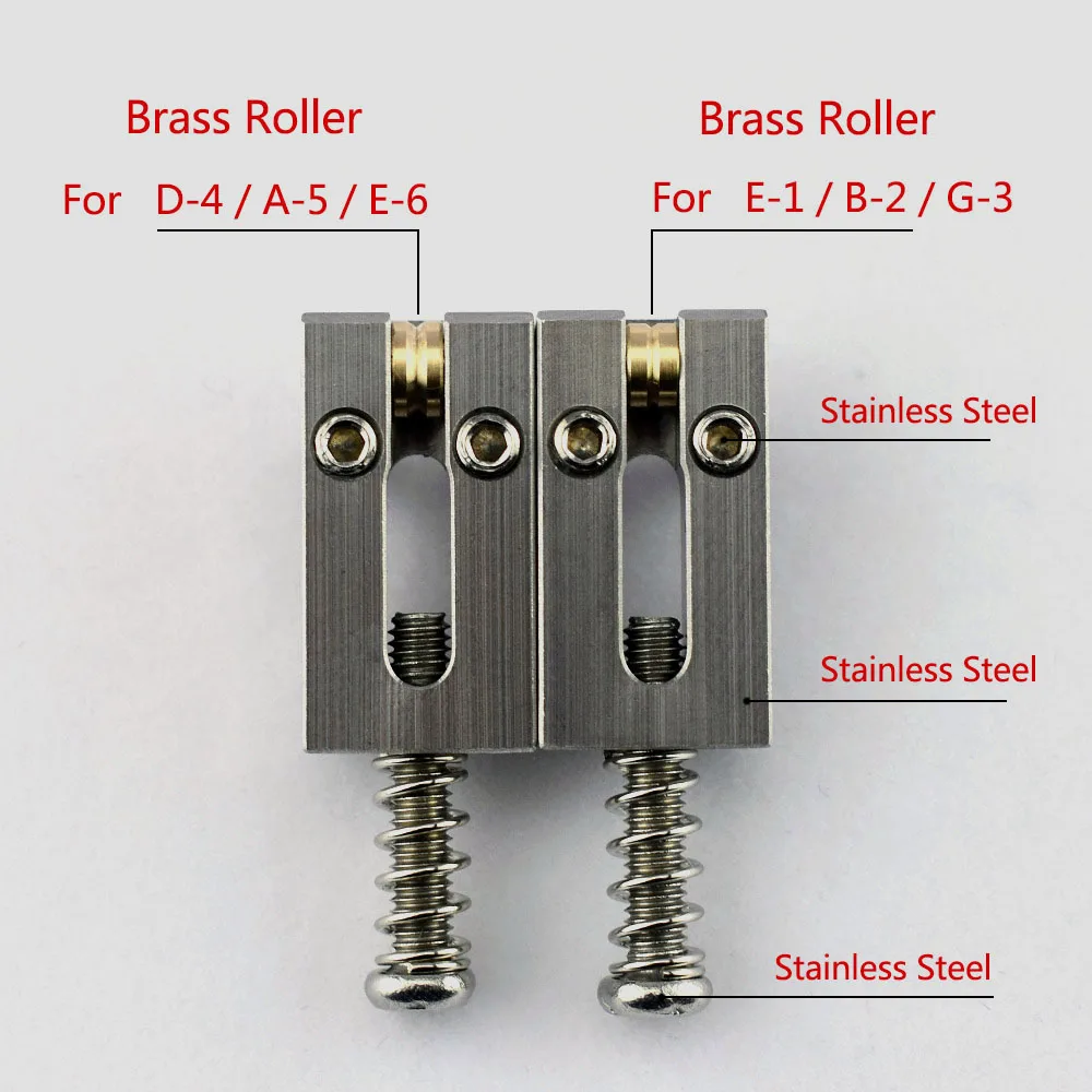 1 Set Electric Guitar Bridge Brass Saddle/ Stainless Steel Roller Saddle 10.5MM/10.8MM - Made in Korea