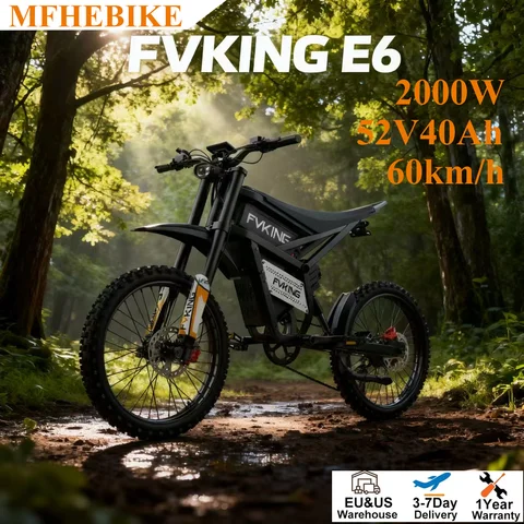 E6 Electric Motorcycle Adult 2900W (Peak) Motor 25 Inch Tire Electric Bike Dual Battery 52V40AH Speed 60Km/h Mountain E-BIKE