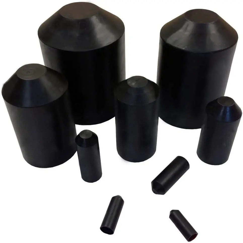 2/5/10/20pcs black Diameter 10 ~ 65mm Heat Shrink End Seal Cap PE Insulated Wrap Wire Protect Cover Bottom Cable Sleeve