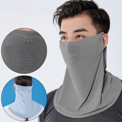 Máscara de protección solar transpirable para colgar en la oreja, máscara de protección solar, cubierta para el cuello, cubierta de seda de hielo, cara completa, toalla facial todo en uno para exteriores