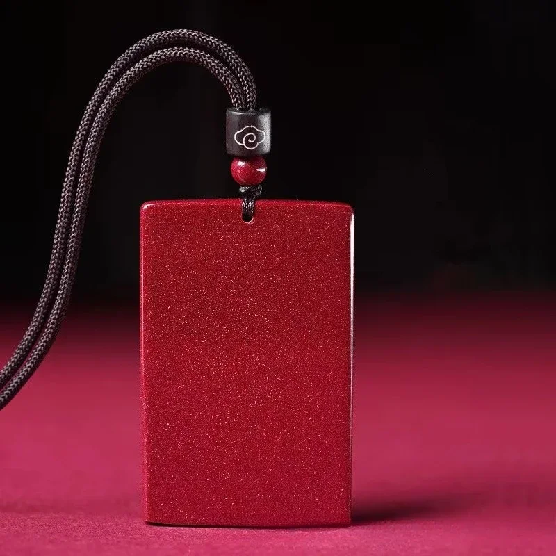 

Tag Pendant Necklace Natural Purple Red Buddhist Cinnabar Pendant Men's and Women's Necklace Solid color glossy surface Charm Pe