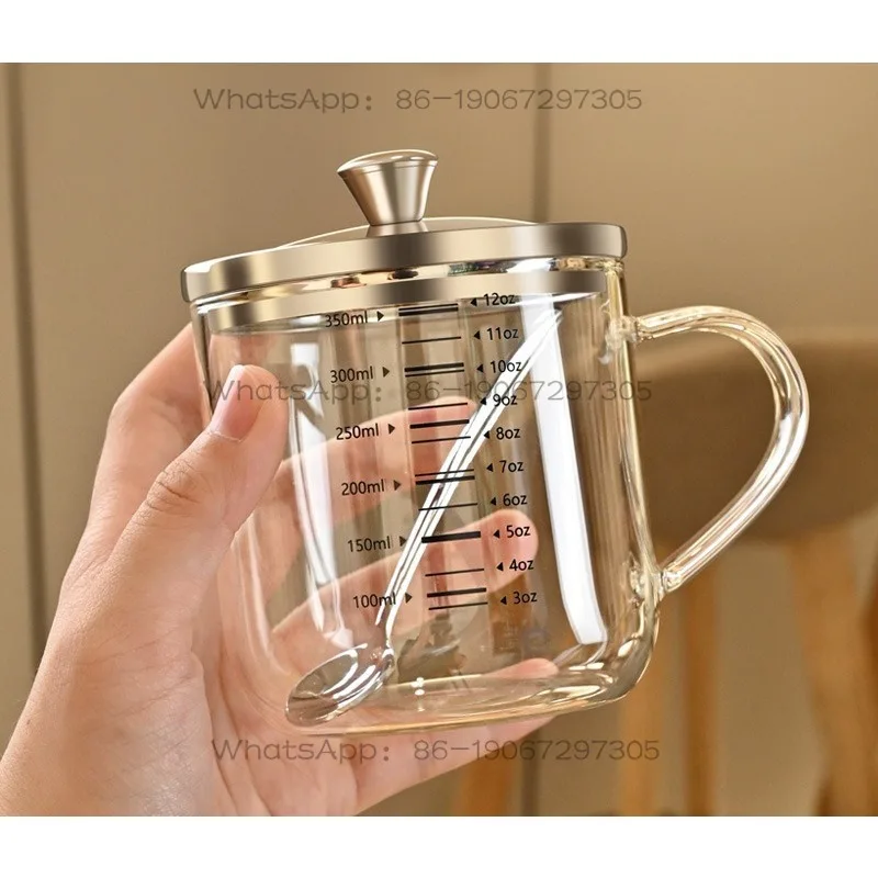 Household High Borosilicate Glass with Spoon Large-capacity Milk Cup