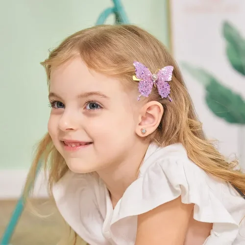 Imagen 2 del producto Horquillas de mariposa coloridas para niña, pasadores para el cabello, adorno para el cabello dulce, tocado de arcoíris, accesorios para el cabello de moda, 4/6 Uds.