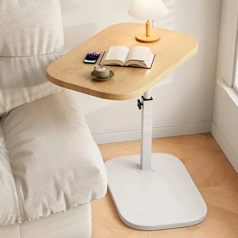 Adjustable Height Wooden Sofa Side Table Portable End Table for Coffee Office Indoor Outdoor Use