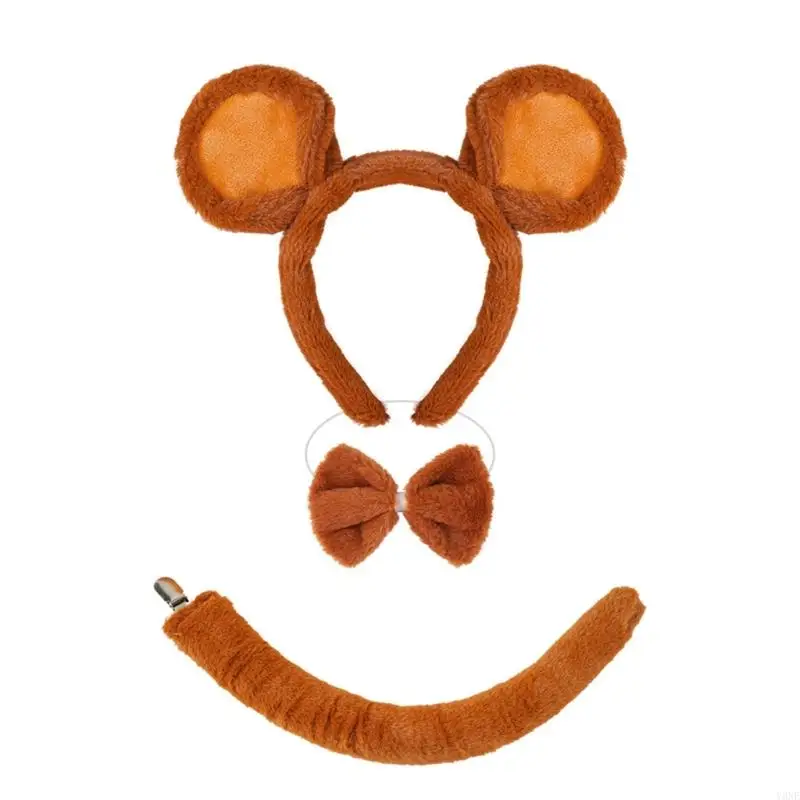 Y3ne 1/3/4pcs Maus Kostümzubehör Set Halloween Dressing Kostüm Maus Ohren Stirnband Schwanztutu für Kinder Mädchen