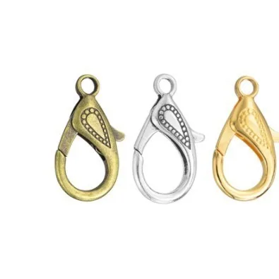 

Right Road 50pcs/pack Wholesale Gold Silver White K Ancient Bronze Multi-color 30mm Embossed Lobster Buckle Jewelry Accessories