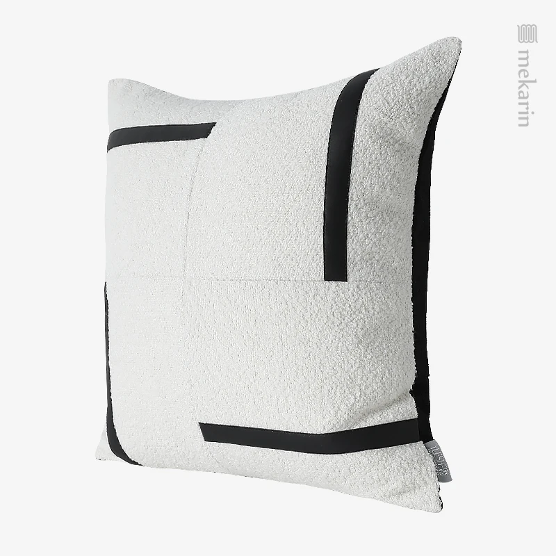 Homestay living room pillow black and white plush stitching pillow home bedroom sofa cushion car cushion pillowcase