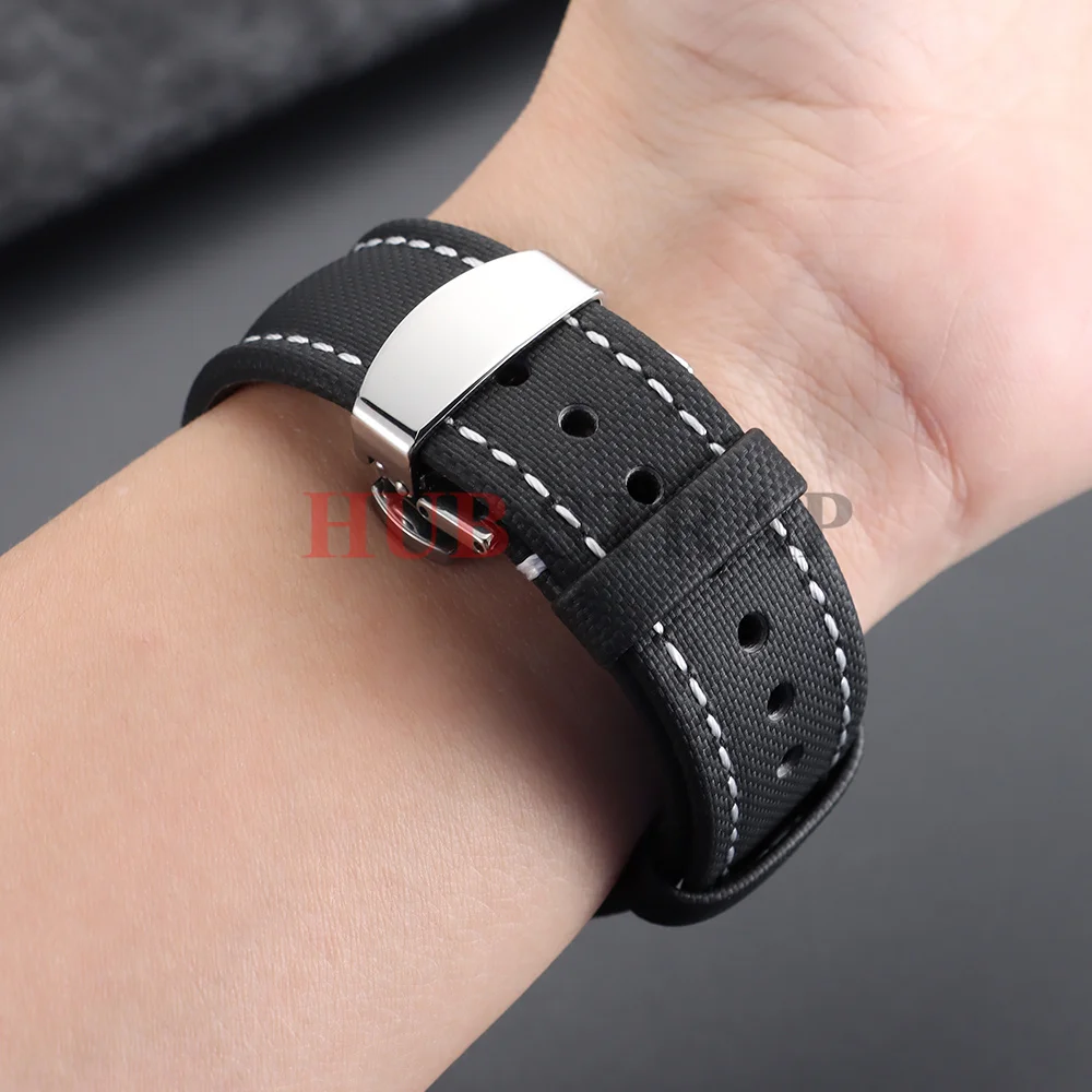 18/19/20/21/22mm Quick Release Sailcloth Watch Strap Butterfly Buckle for Omega for Seiko Business Waterproof MenWomen Watchband view 4