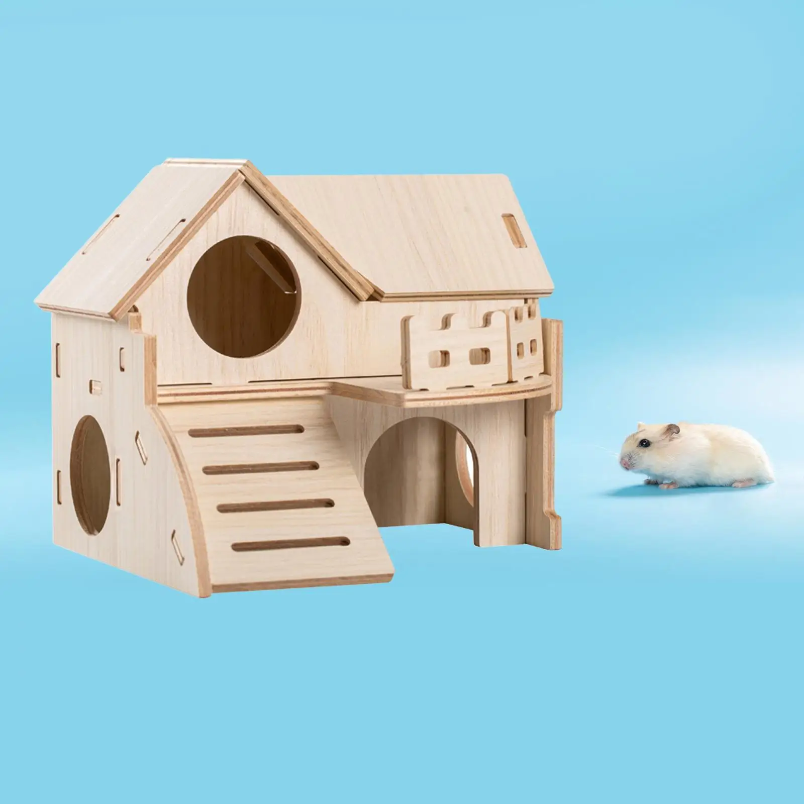 Hamster Maze Wood House Multifunctional House Hideaway Cage Decor Exploration