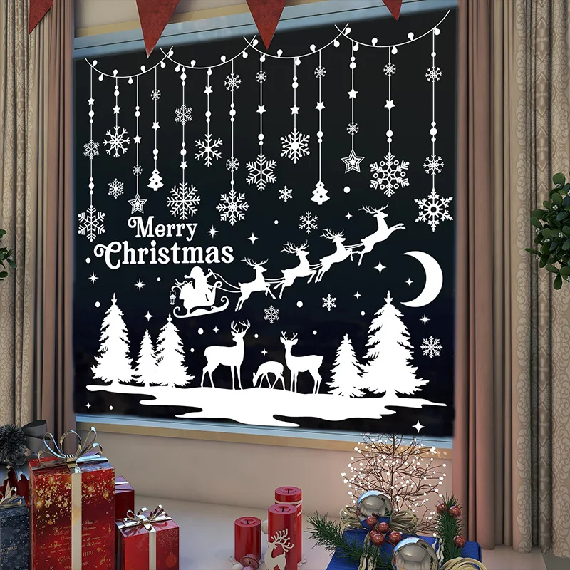 

Christmas Window Clings Decals for Glass Windows Double Sided Static Xmas Door Stickers for Christmas Day Home School Decoration