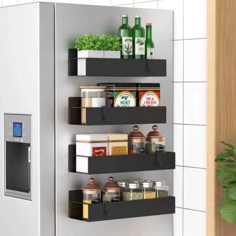 

4Pack Magnetic Spice Rack Organizer Duty Rustproof Metal Storage for Refrigerator Oven Door Space Saving Kitchen Organizer