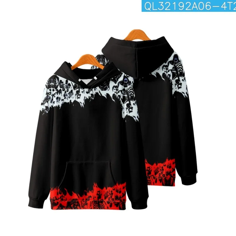 

Autumn Fashion Skeleton Printed White Red Black Long Sleeve Hoodies Sweatshirt Casual Men Pullover Harajuku