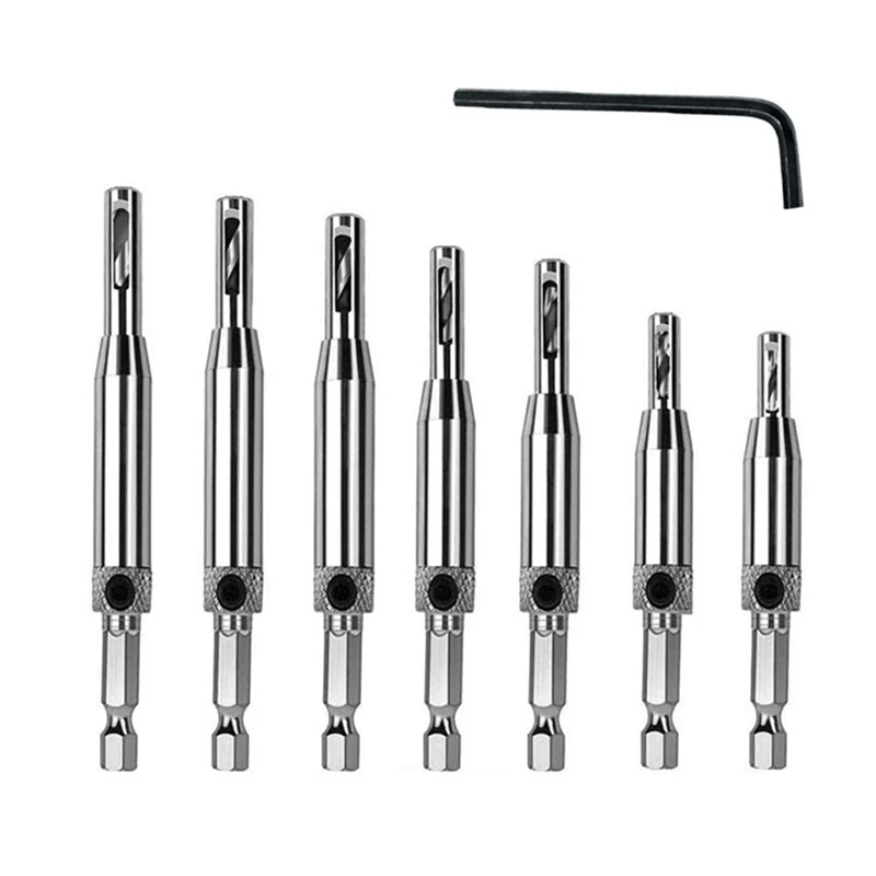 Hinge Bit Set Woodworking Doors And Windows Hinge Hole Opener Positioning Drilling Set Hexagonal Handle Bit Durable Easy To Use