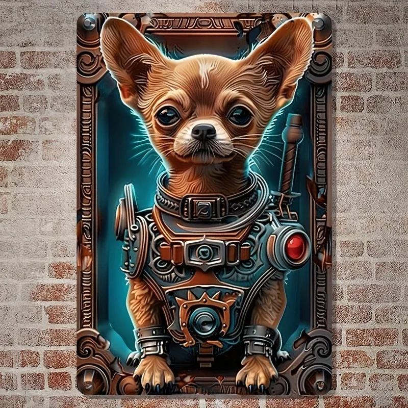 

Glam Style Aluminum Decorative Sign, Chihuahua Warrior Dog Theme, Wall Hanging Metal Plaque for Home, Bar & Restaurant Decor
