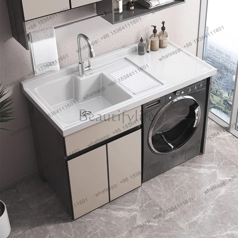 Creative Aluminum Balcony Washing Machine Cabinet Modern Design Washboard Storage Bathroom Furniture Muebles