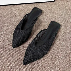 Women's Shoes 2023 Summer New High Quality Basic Women's Slippers Trend Comfortable Soft Sole Mesh Muller Slippers Zapatos Mujer