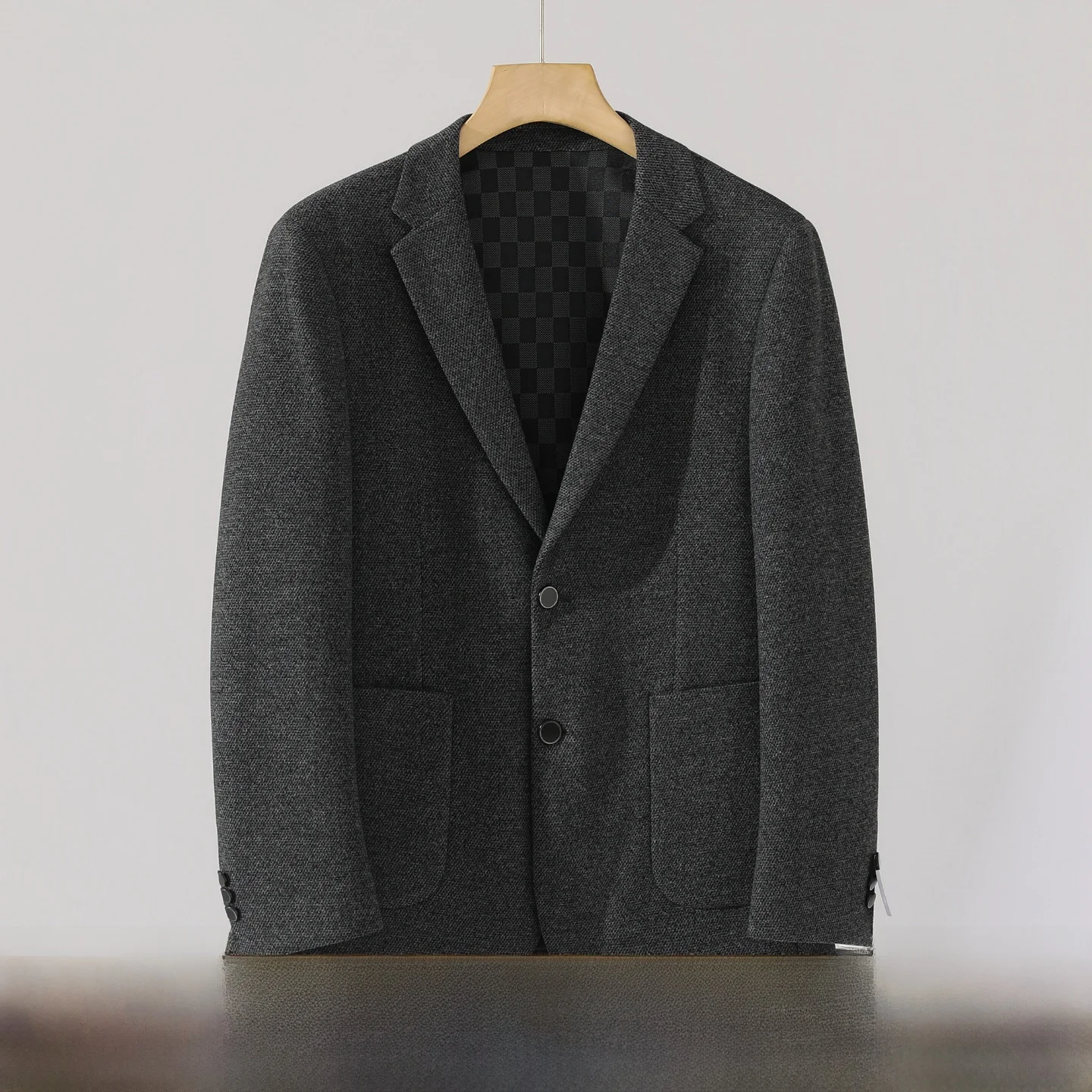 

High-End Men's Pure Color Business Casual Woolen Suit Jacket Autumn Winter Fashion Urban Style Polyester Viscose Acrylic Lyoc...