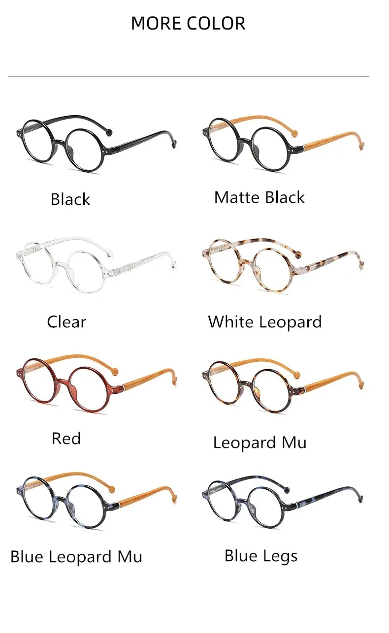 Mode Runde Lesebrille Frauen Männer Federscharnier mit Holz-Look Presbyopie Brille Brillen Klassische Leser Komfort – Detail 3