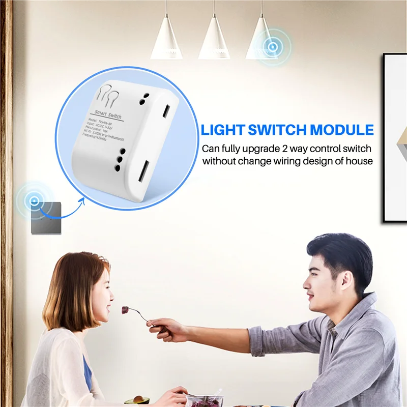 ABMF-1CH RF Smart Switch 7-32V AC DC WIFI Tuya Remote Control 433 Light Switch 10A Rele Relay Self-Locking Interlock Inching