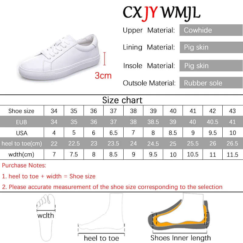 CXJYWMJL Cowhide Skate Shoes for Women Spring Casual Vulcanized Shoes Ladies Genuine Leather Sneakers Autumn Small White Flats