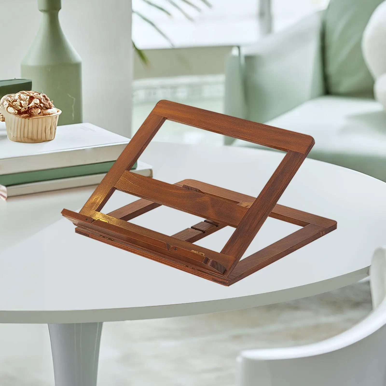 Wood Book Stand Foldable Stable Versatile Bookshelf for Home Office Table