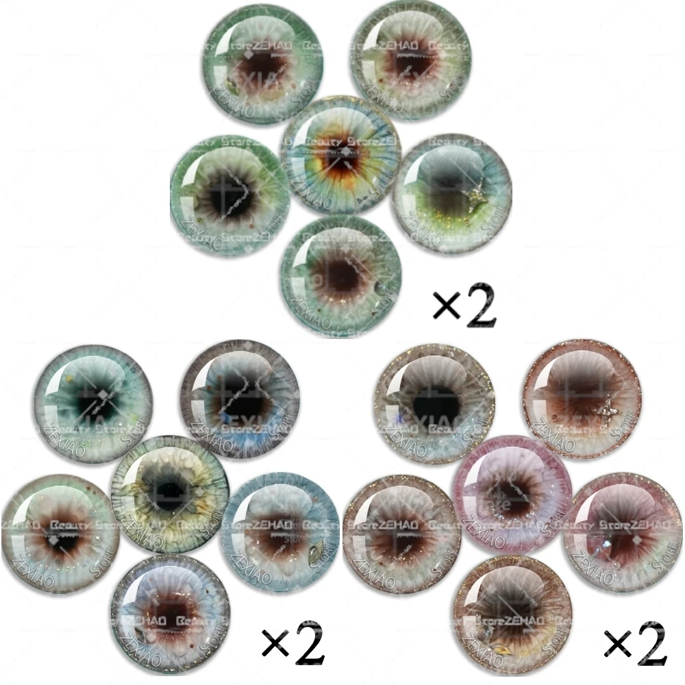 14mm Dünne Augen-Chips für Blythe-Puppen, klassische universelle runde Glasaugen, Cabochon-Kuppel, Drachen-Katzenaugen, Spielzeug, Schmuck, MIX Pupillenaugen
