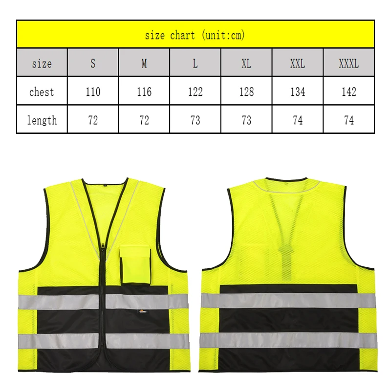 Yellow Black Hi Vis Workwear Vest Two Tone Safety Vest Reflective Security Mesh Vest for Men Construction Work Wear Size S-3XL