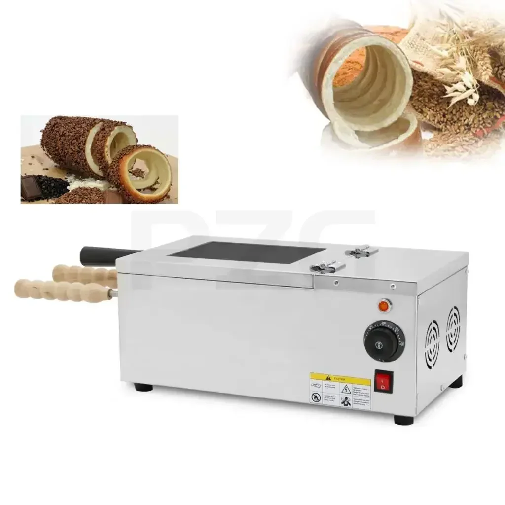 Chimney Cake Cutter Baking Machine 2 Stainless Steel Rollers Kurtos Kalacs Oven Electric 1500W Ice Cream Bread Cone Maker Cutter
