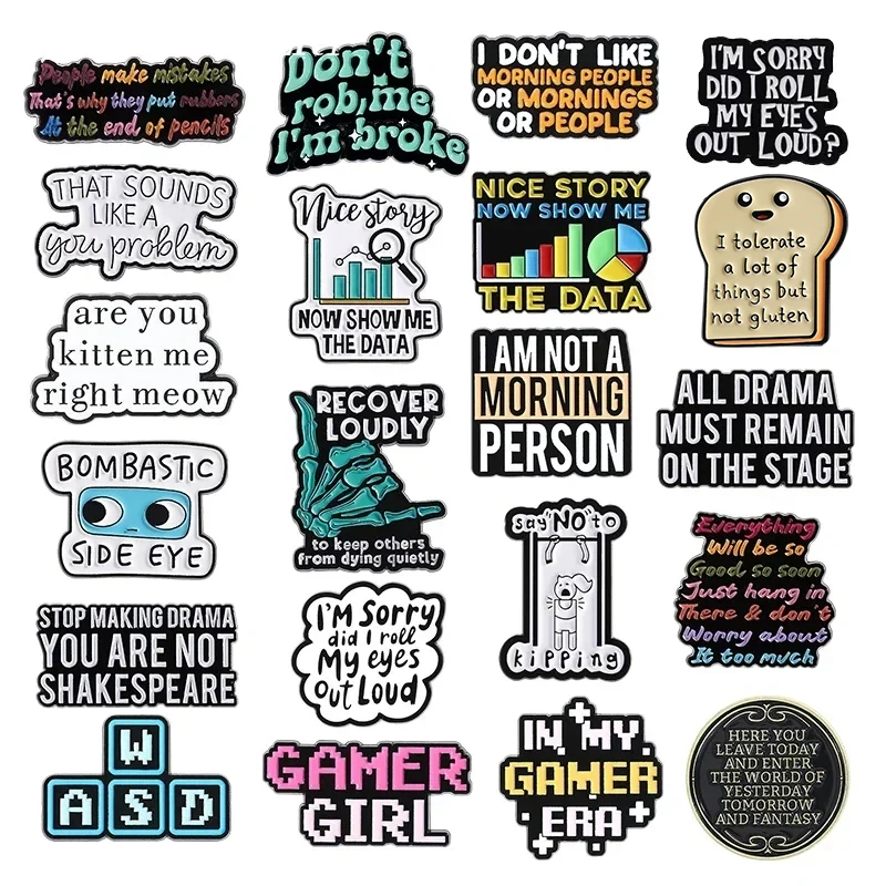 Funny Drama Quote Series Enamel Pins Custom All Drama Must Remain On The Stage Humor Proverb Brooch Lapel Badge Gift Friends