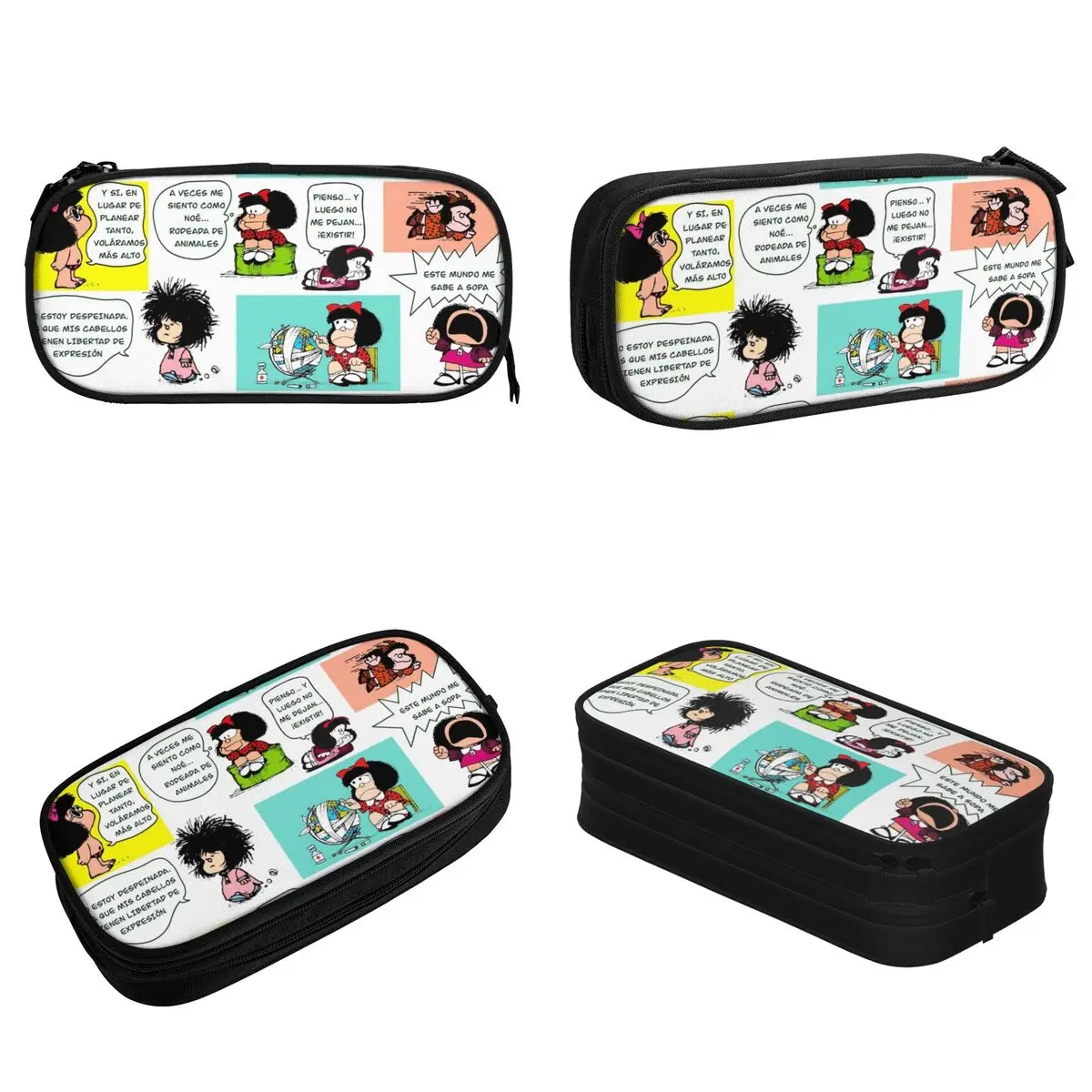 Imagem -02 - Cute Mafie Cartoon Mafalda Pencil Case Lápis Kawaii Anime Porta-caneta para Menina e Menino Material Escolar Zipper Papelaria Bolsas