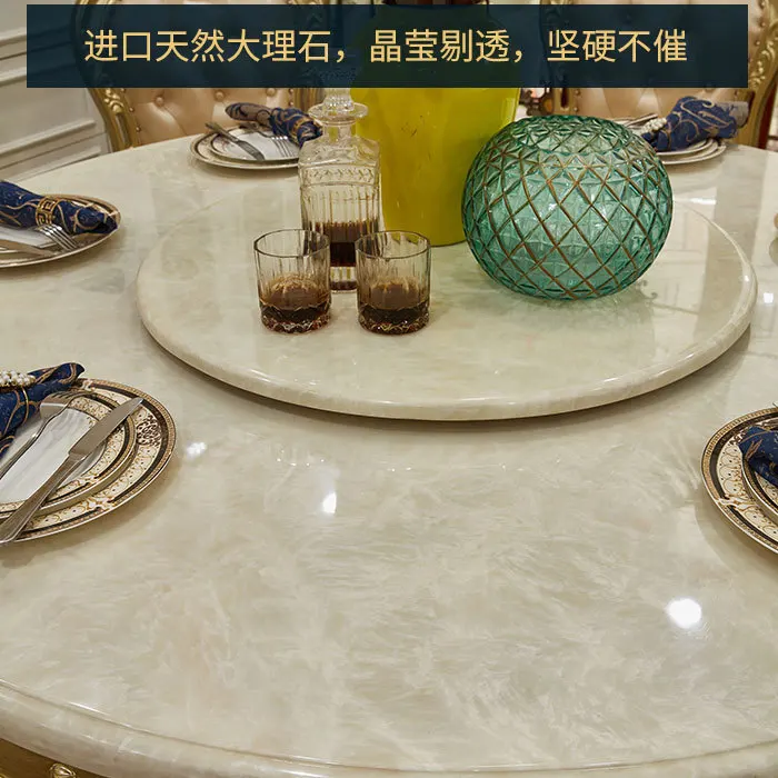 European marble dining round table household round dining table dining table and chair combination