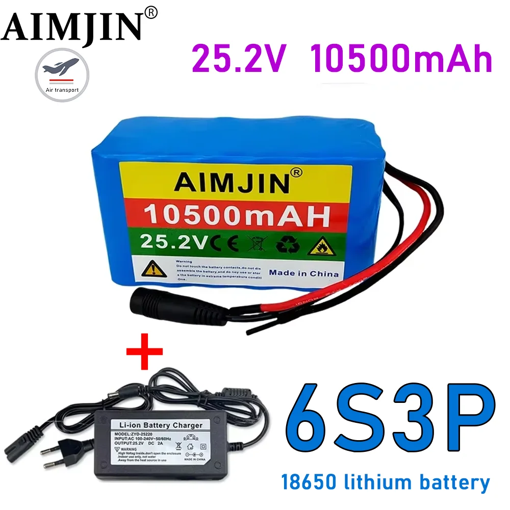 

6S3P 24V 10Ah 18650 Battery Lithium Battery 25.2v 10500mAh Electric/Li-ion Battery Pack + Charger