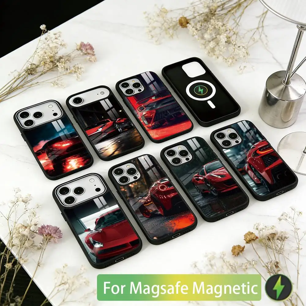 

488 G-T-B Car Phone Case For iPhone17,16,15,14,13,12,11 Plus,Pro Magnetic For Magsafe Wireless Charging