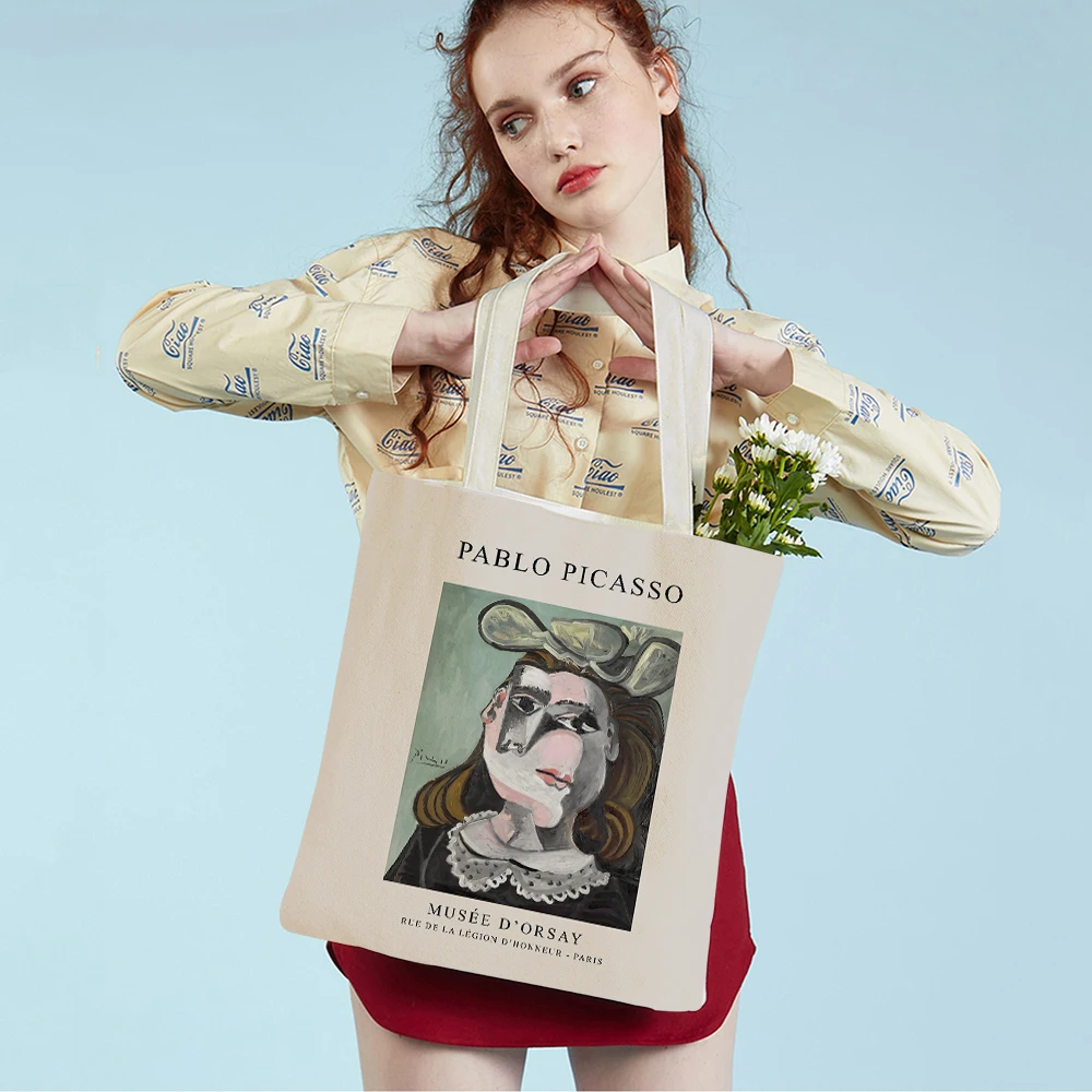 Abstract Picasso William Morris Matisse Nordic Shopper Bag Double Print Lady Tote Handbag Casual Canvas Women Shopping Bags