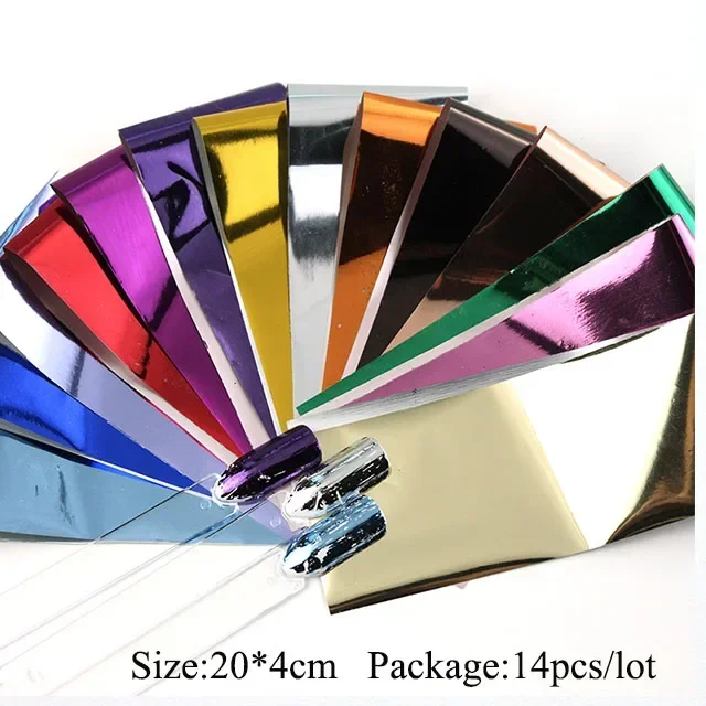 14pcs Nail Foil Stickers for Nail Holographic Transfer Foil Wraps Sticker Decals Starry Paper Manicure Decor Set Nail Art Tips