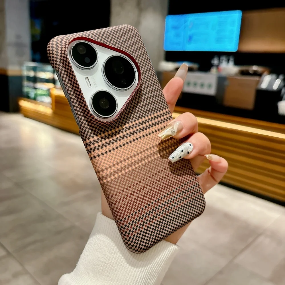 Funda de lujo para teléfono Magsafe, sin marco, con textura de fibra de carbono, para HuaWei Pura 80 Mate 70 Pro, cubierta mate con carga inalámbrica Ultra