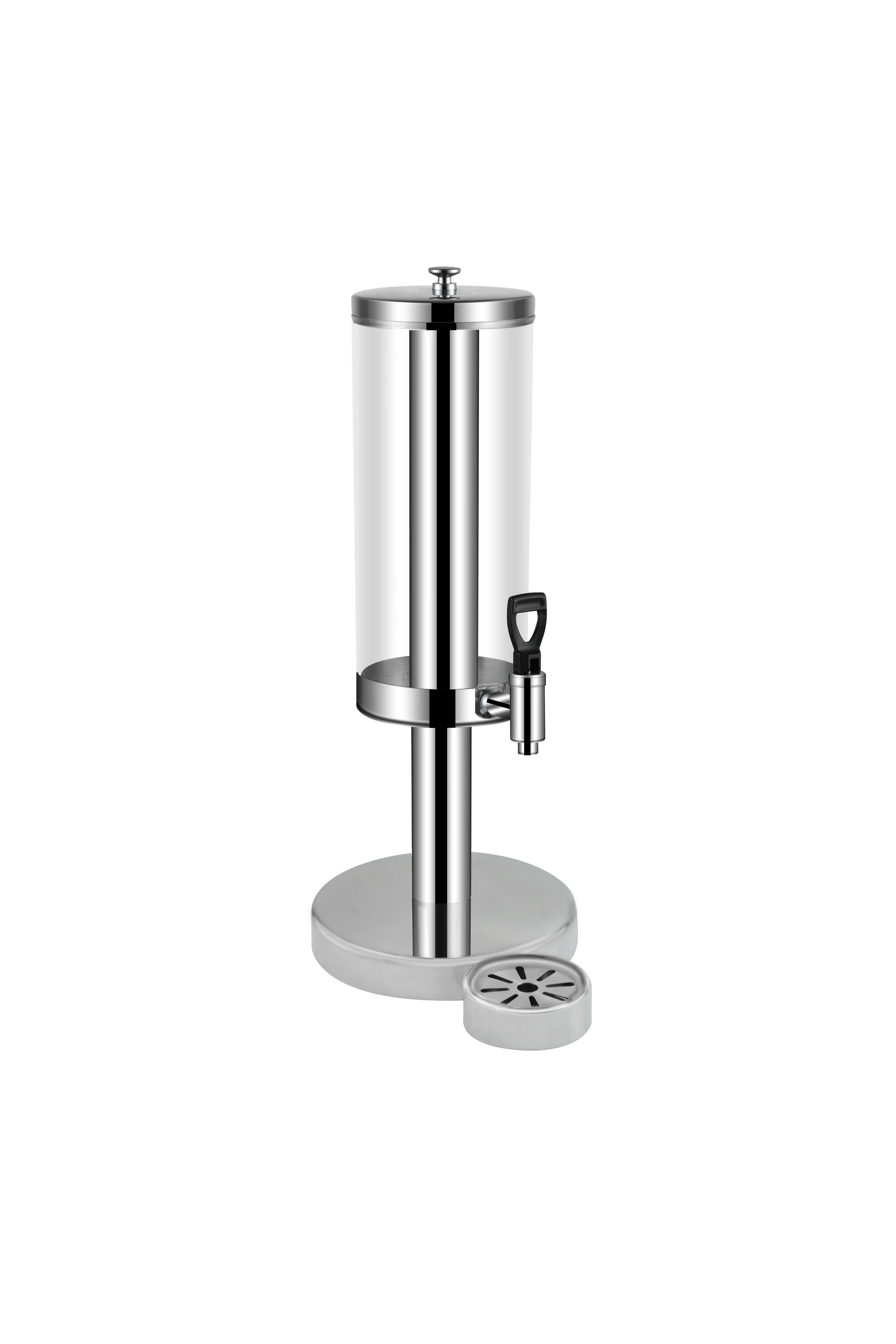 Beverage Dispenser with Stand,3L  Stainless Steel Drink dispensers  with Ice Core,  Clear Acrylic Tea Water Lemonade Dispenser