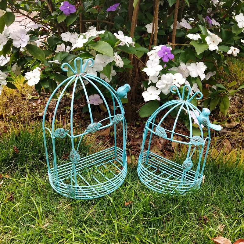 

The product can be customized.Pastoral vintage wrought iron birdcage wall hanging wall pendant outdoor garden decoration